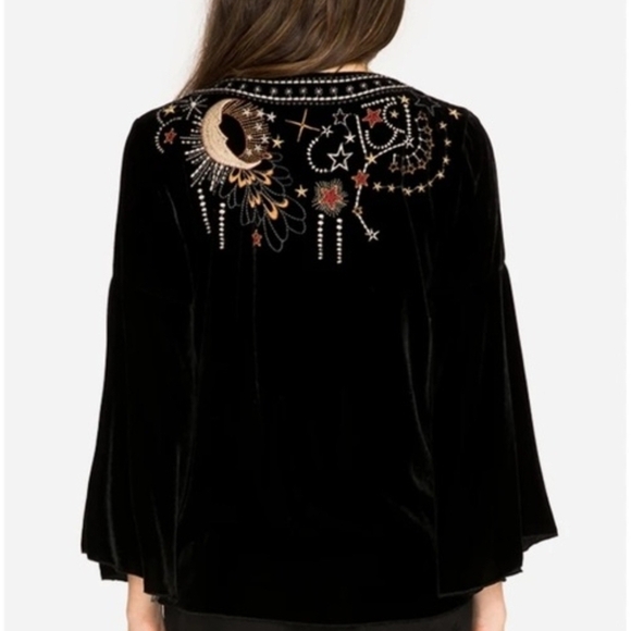 Johnny Was Black Top with Colorful Embroidery - Picture 4 of 7